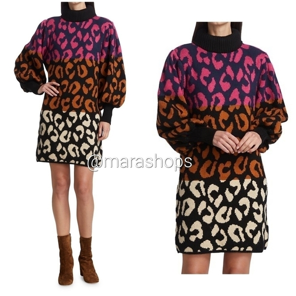 Farm Rio Mixed Leopards Sweater Dress - Picture 1 of 6